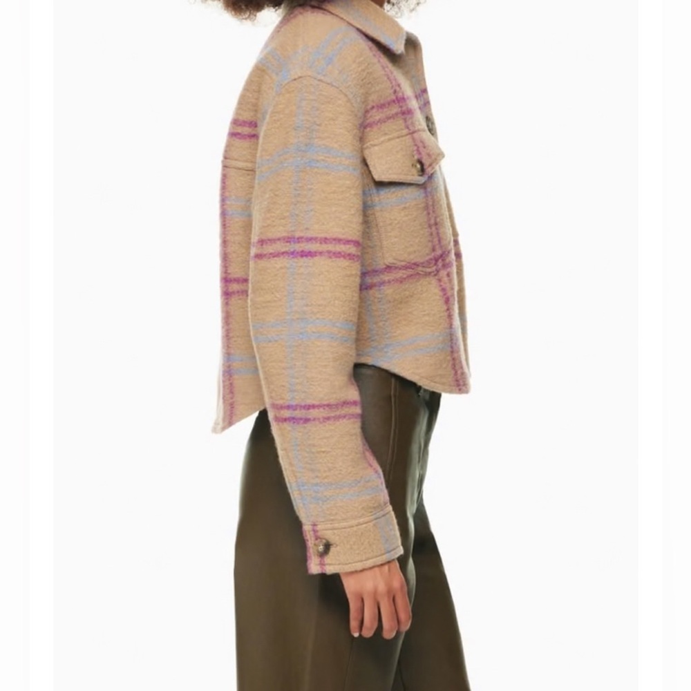 Aritzia M Wilfred Shacket Ganna Beige Pink Cropped Shirt Jacket Women’s 8-10 - Picture 4 of 7